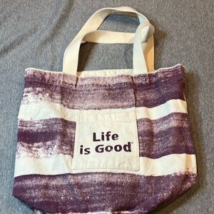 Life is Good canvas tote bag.